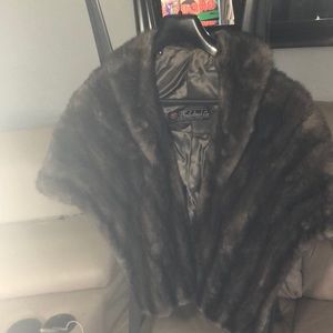 Collared Genuine Mink Fur Shoulder Shawl